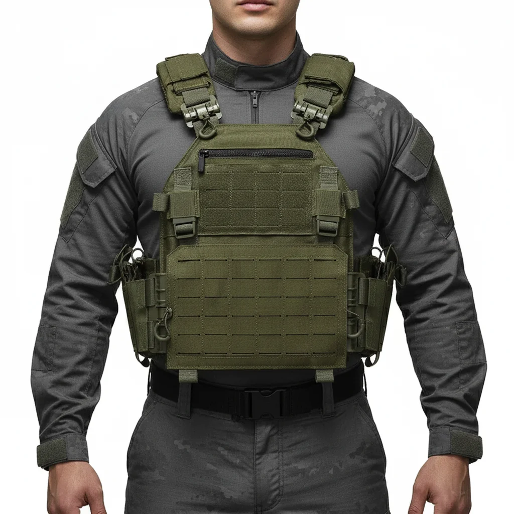 

Быстросъемный охотничий жилет с противоугонной сумкой на молнии на груди, модульный расширенный дышащий эластичный жилет MOLLE