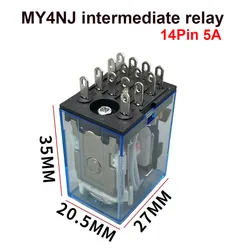 1PCS MY4NJ relay HH54P MY4N-J 14 Pin AC/DC 12V 24V 36V 48V 110V 220V 380V Mini Relay Intermediate Electromagnetic Relay