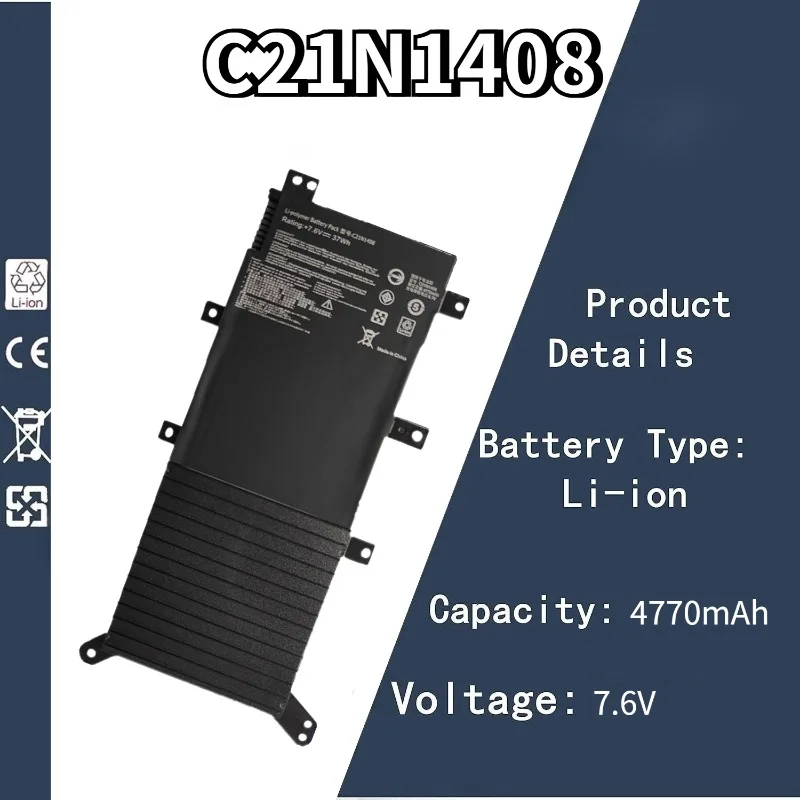 

7,6 В 4770 мАч C21N1408 аккумулятор для ноутбука ASUS C21N1408 V555L V555LB V555U A555U K555U аккумулятор для ноутбука