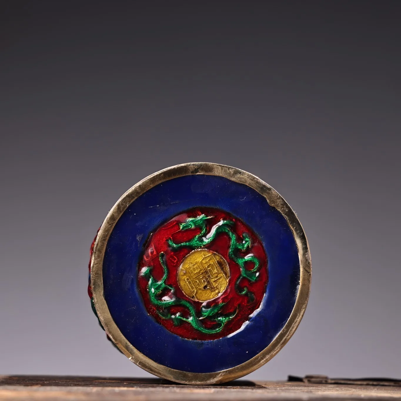 Tibetan Temple Collection Bronze Cloisonne Enamel Dragon Texture Brush pot Pen holder Office Ornaments Amass wealth Town House