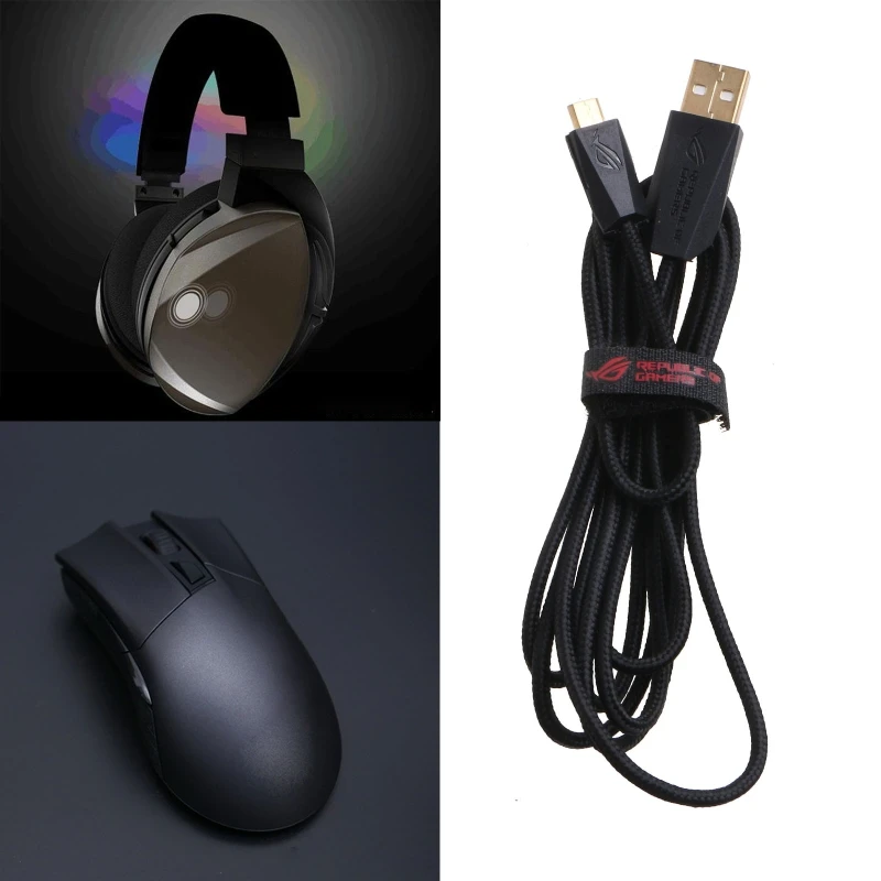 DN59 Soft Durable USB Headphones Cables Durable PVC Wire for ROG STRIX for FUSION 300 500 700 Headphones