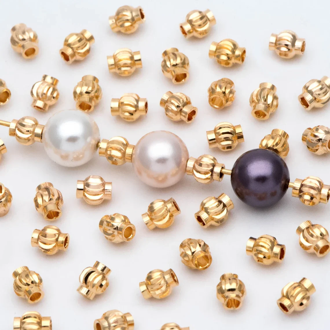 

50PCS 18K Gold Plated Copper Lantern Beads, Rondelle Spacer Beads, Jewelry Making, Diy Material, Jewelry Supplies