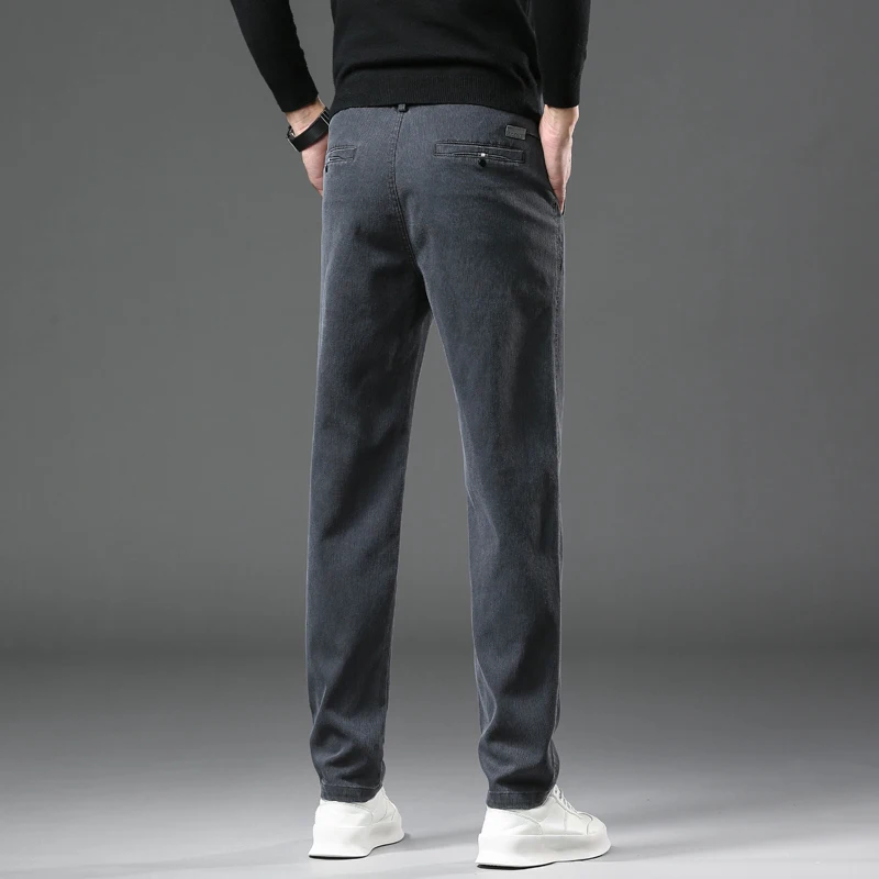 Pantalones informales para hombre, Pantalón ajustado y recto, con cintura elástica, cómodo, color negro y gris, novedad de otoño, 2024