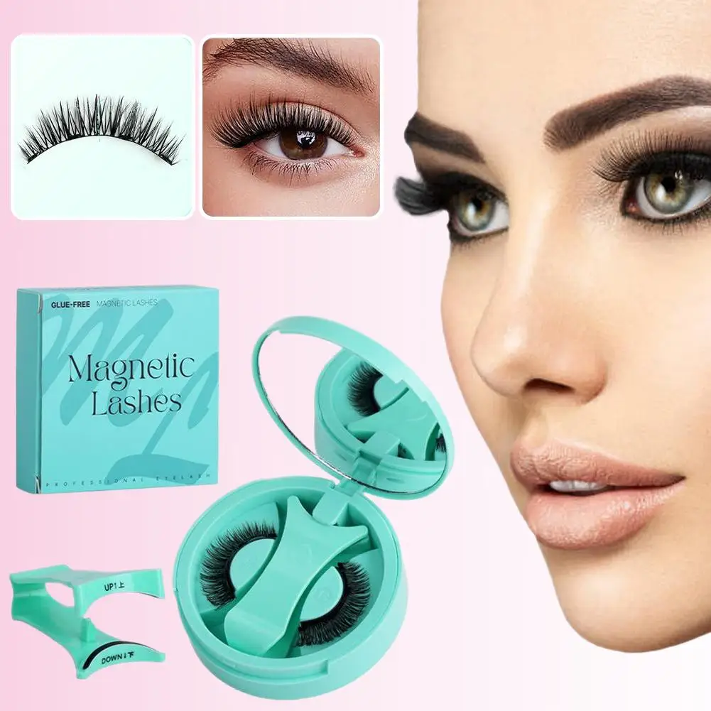 Non Adhesive False Eyelashes Reusable 3D Glue-free Waterproof Natural False Eyelashes Set Curly Fluffy Magnetic False Eyelashes