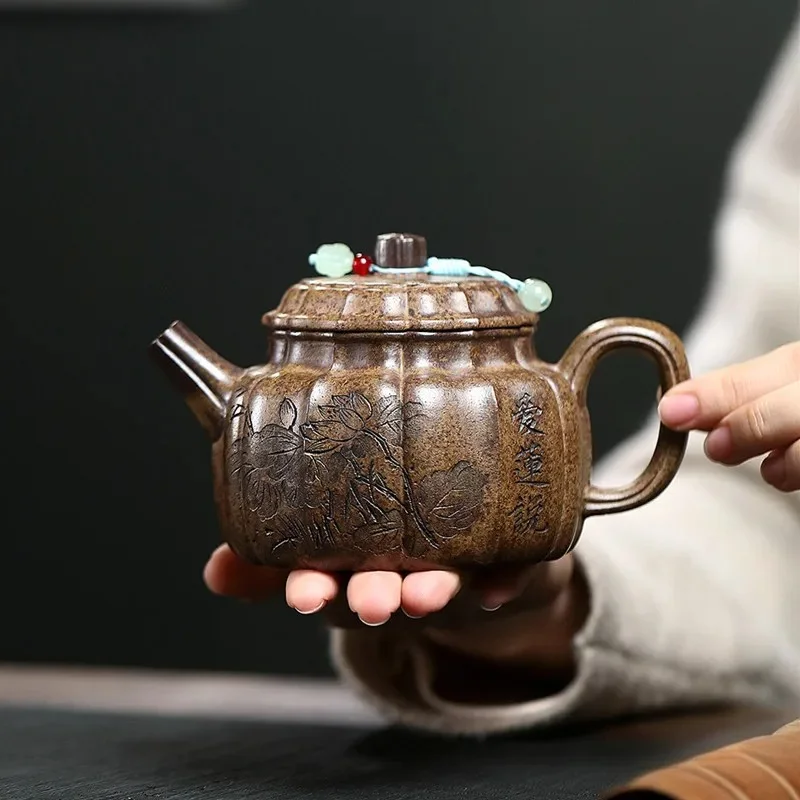 Tradition Yixing Purple Clay Teapot Household Handmade Lotus Tea Pot Chinese Beauty Tea Infuser Kettle Zisha Teaware