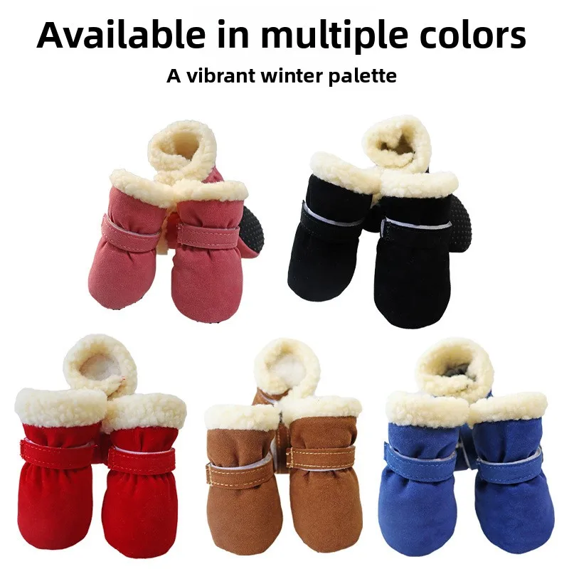 

Теплые зимние сапоги для домашних животных на подкладке Fce, мягкие зимние ботинки Cotton oes для собак, маленьких собак, противоскользящие зимние ботинки Тедди, водонепроницаемые oes