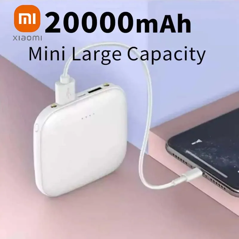 باور بانك صغير محمول سريع الشحن من Xiaomi بقدرة 10000/20000 مللي أمبير في الساعة وبنك طاقة ذو سعة كبيرة وإمداد طاقة خارجي رفيع للغاية لهاتف آيفون