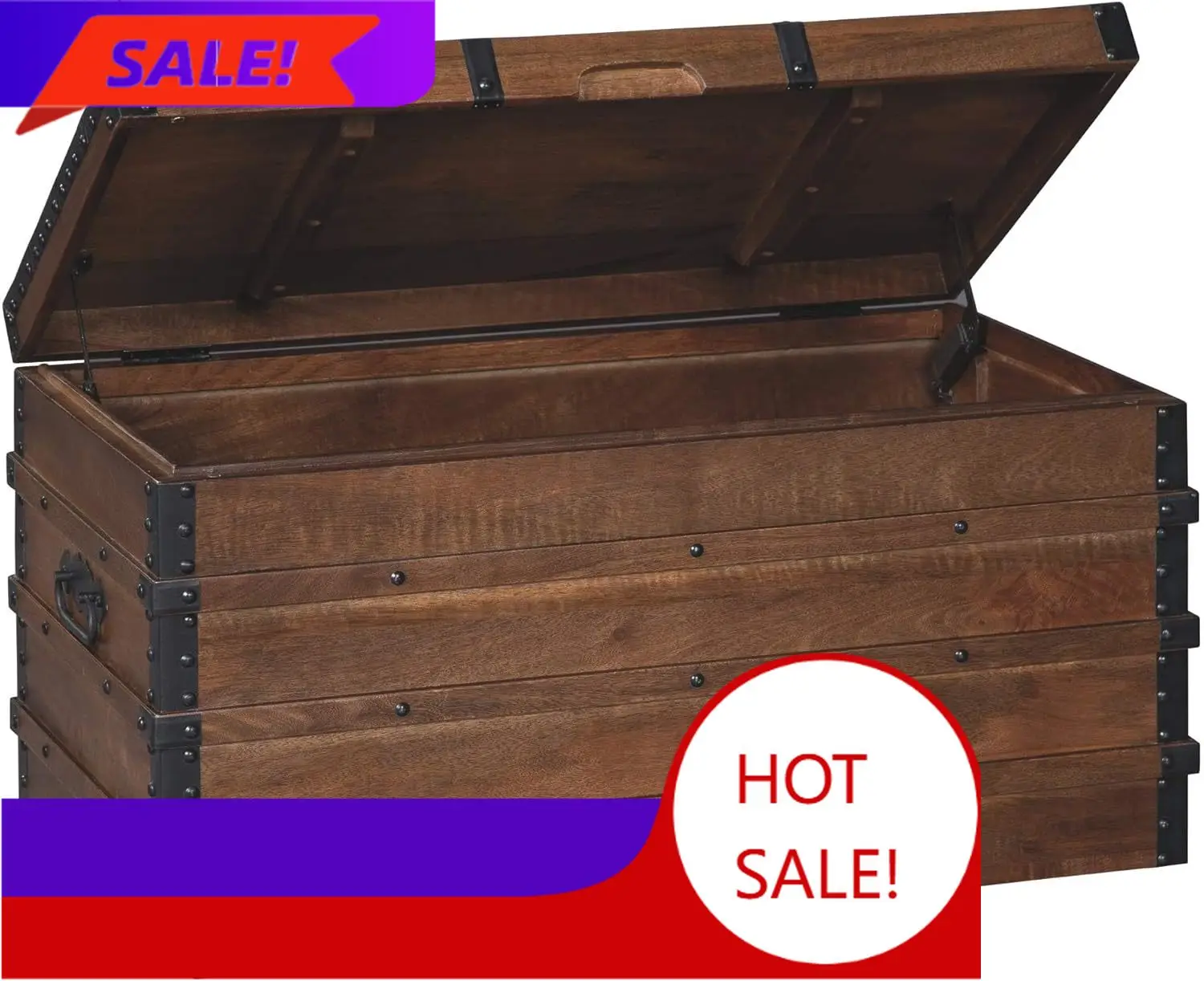 

BestsellerBestsellerKettleby Vintage Wood Storage Trunk or Coffee Table with Lift Top 19", Brown