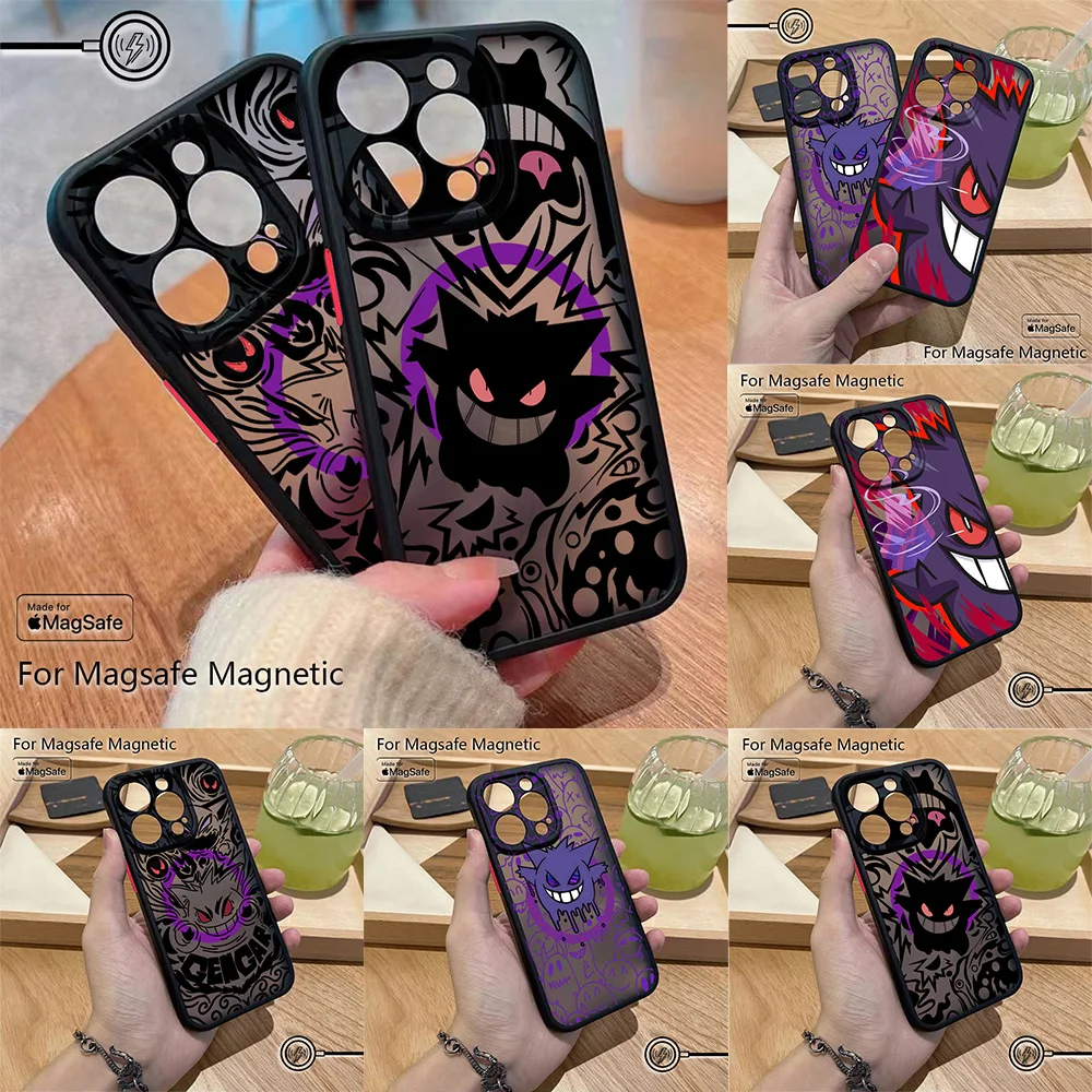 Cartoon Anime P-P-PokemonS G-GengarS Phone Case for iPhone 16 15 14 13 12 11 Pro Max Mini XR XS X 7 8 Plus Matte Magnetic Cover
