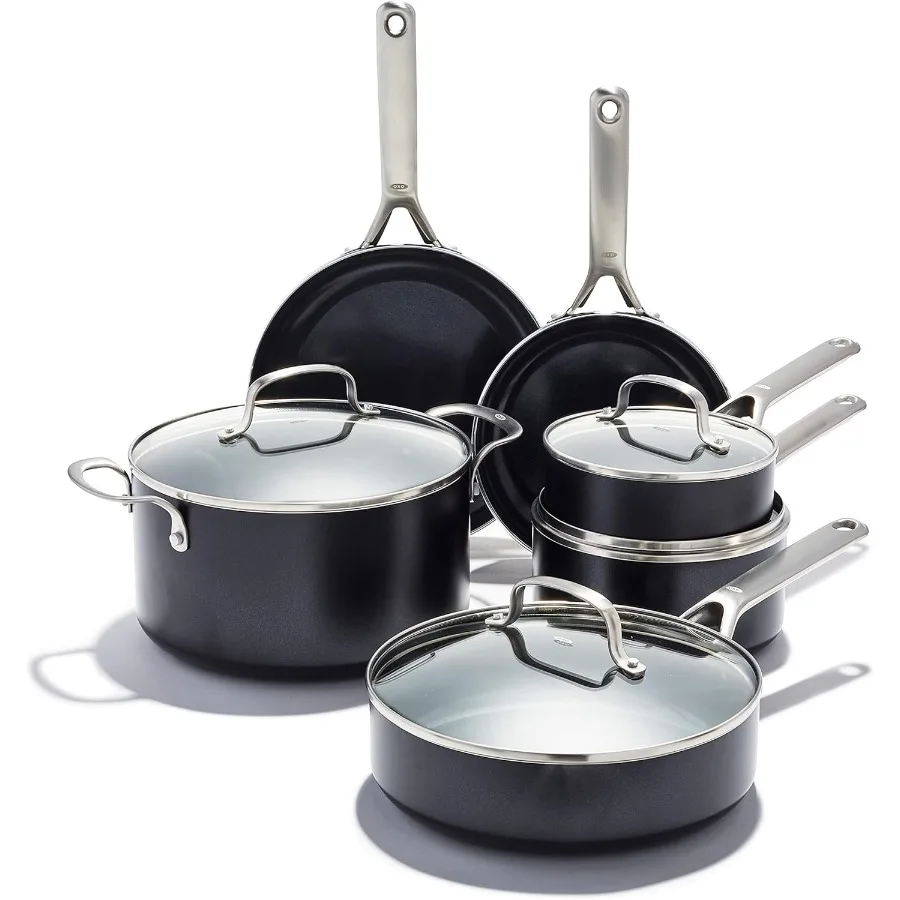 

Agility Series 10 Piece Cookware Pots and Pans Set with Ceramic Nonstick Coating PFASFree Compatible with Induction Stovetops I