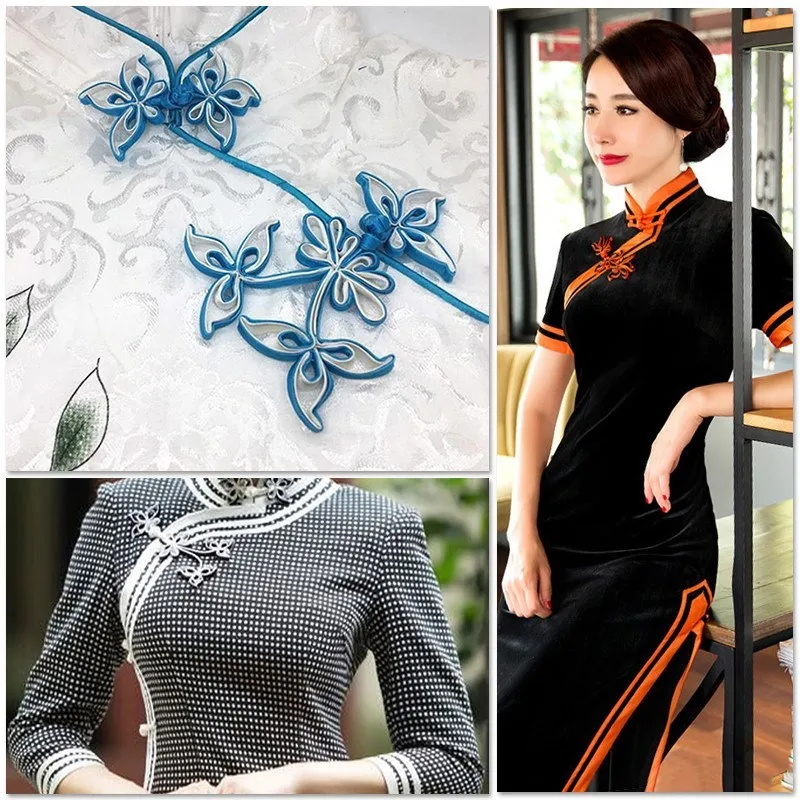 1 pary ręcznie robione z dziurką kwiaty guziki Vintage chiński węzeł Cheongsam guziki zatrzaskowe DIY ręcznie tkane akcesoria do szycia