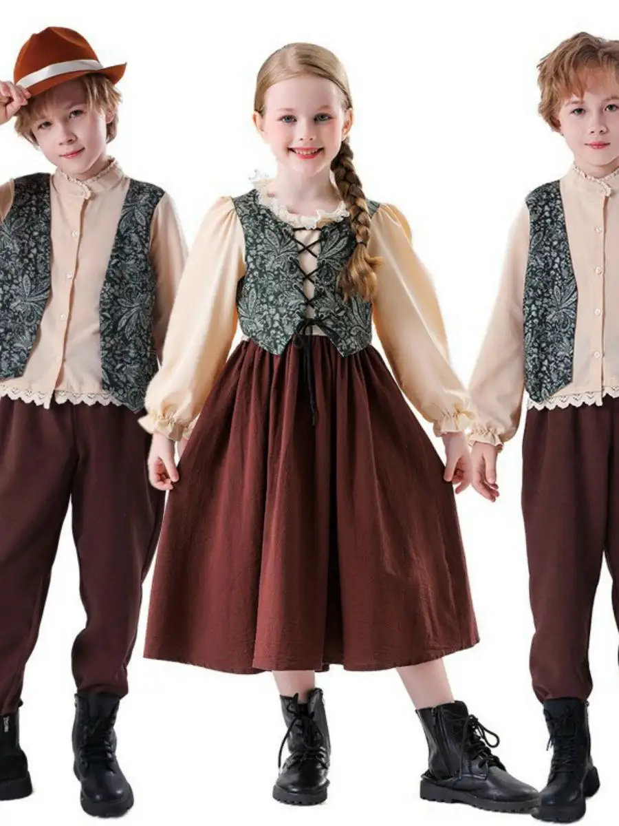 

Halloween Children's Beer Suit Stage Performance Knights Outfit Vintage Middle World Court Costume for Boys And Girls