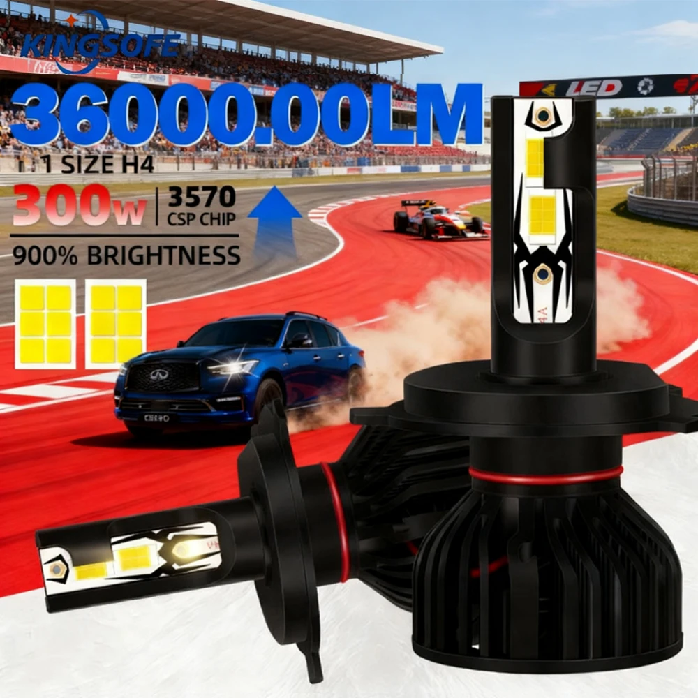 

2 шт. H4 светодиодные лампы для фар 36000LM супер яркие 1:1 размер дизайн противотуманные фары 6000K белые фары дальнего света Plug and Play налобные фары