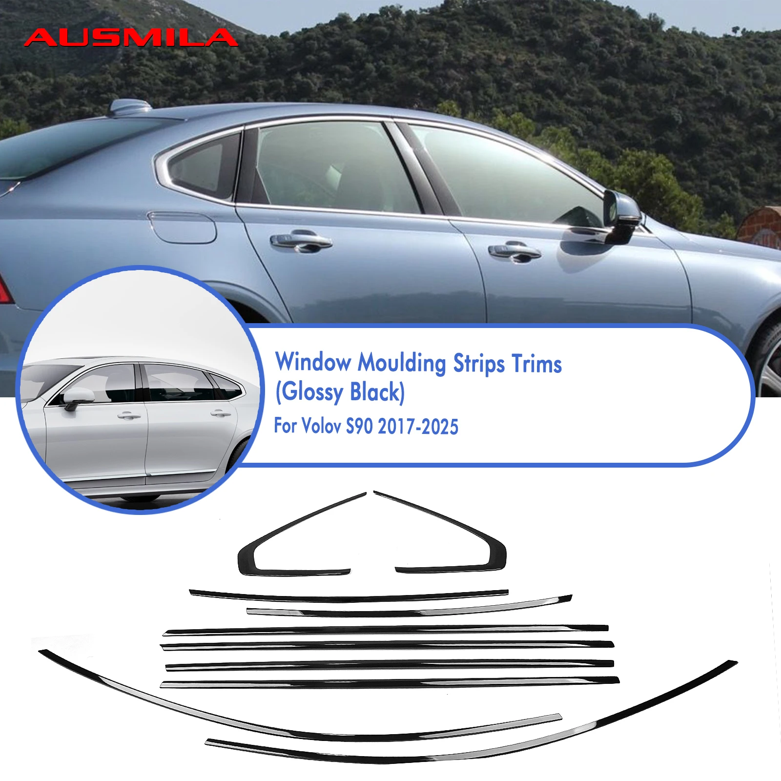 

Накладка на внешнее окно, накладка на порог, боковая накладка для Volvo S90 2017-2025