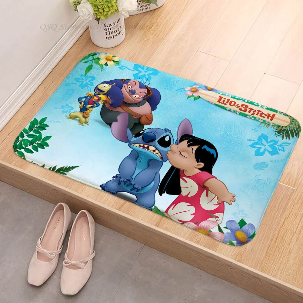 1pc MINISO Disney S-Stitch Floor Mat Floor Mat Anti-Slip Kitchen Bedroom Handmade Tufted Rug Carpet Living Room Entrance Rug