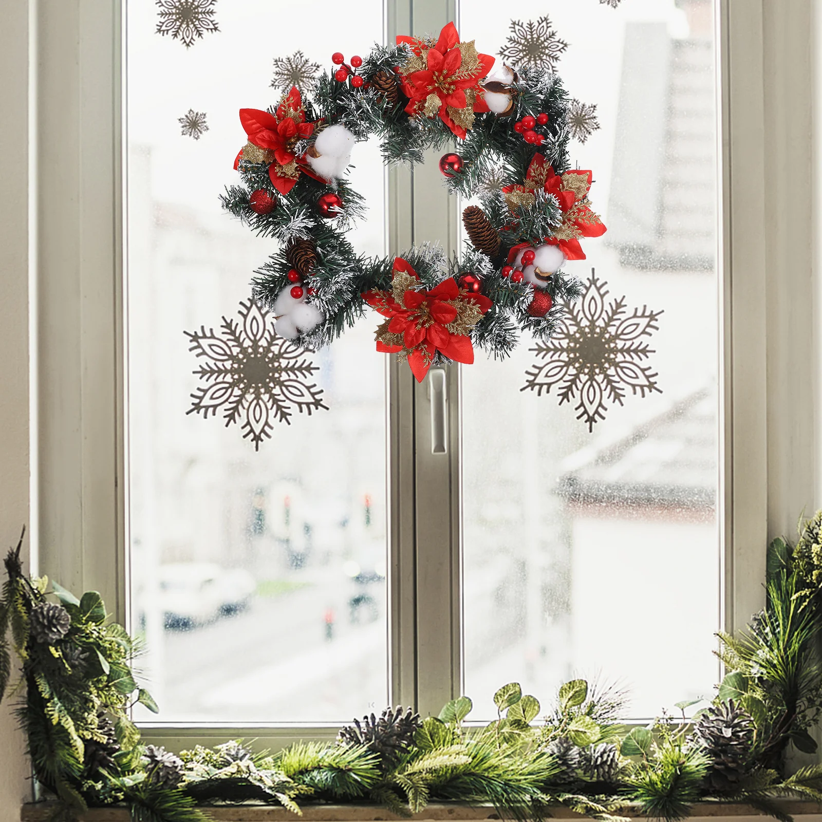 

Christmas Wreath Hanging Front Door Wall Decoration Xmas Garland Festival Holiday Decorative Ornament Christmas Wreath