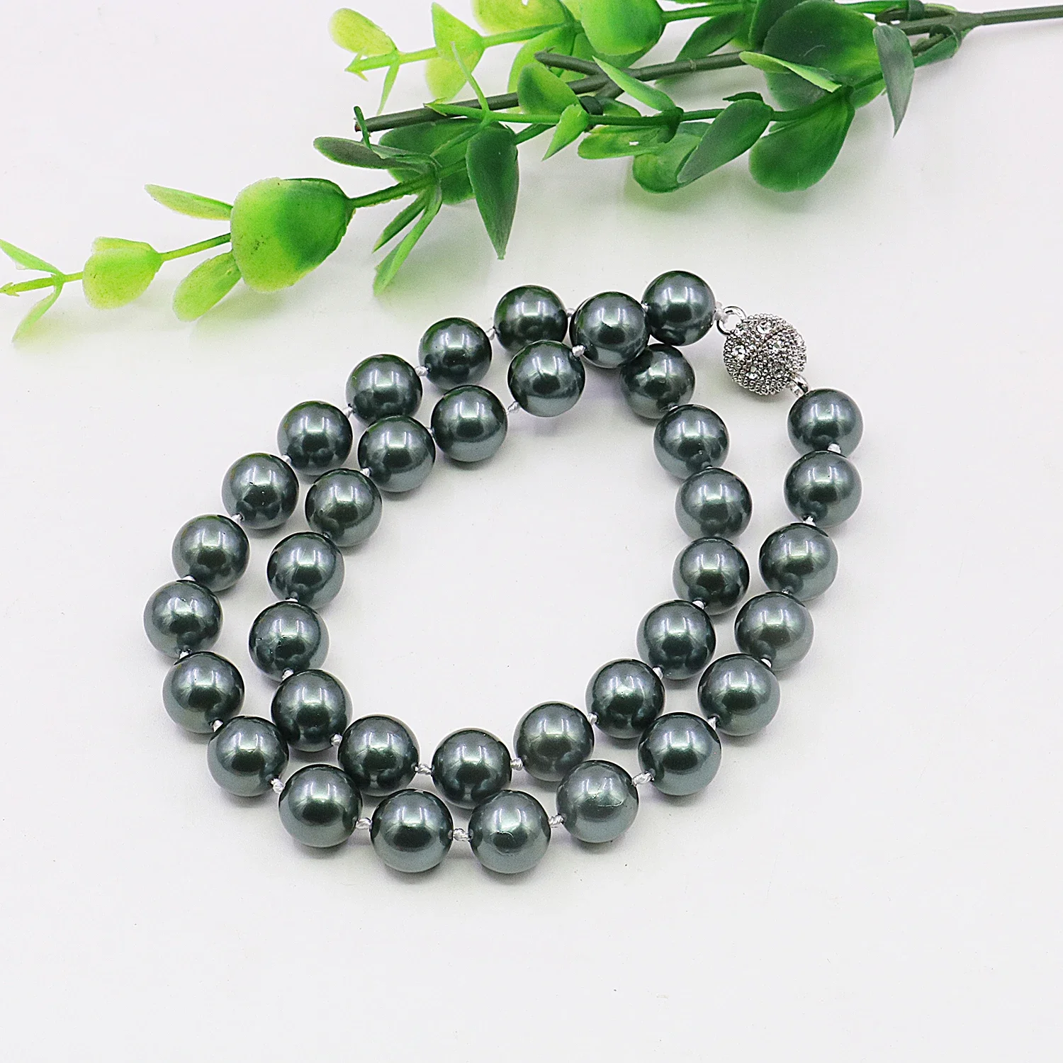 8/10/12/14mm Natural Black Rainbow Shell Round Bead Pearl Necklace/earring Set,Rhinestone Clasp,Women\'s Jewelry Making/design