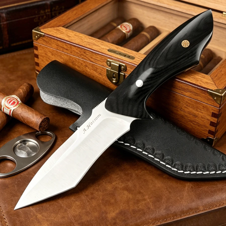 

Portable Fixed Blade Knife M390 Blade Colored Wood Handle Outdoor Jungle Hiking EDC Tool Knife Camping Fishing Knife Men's Gifts