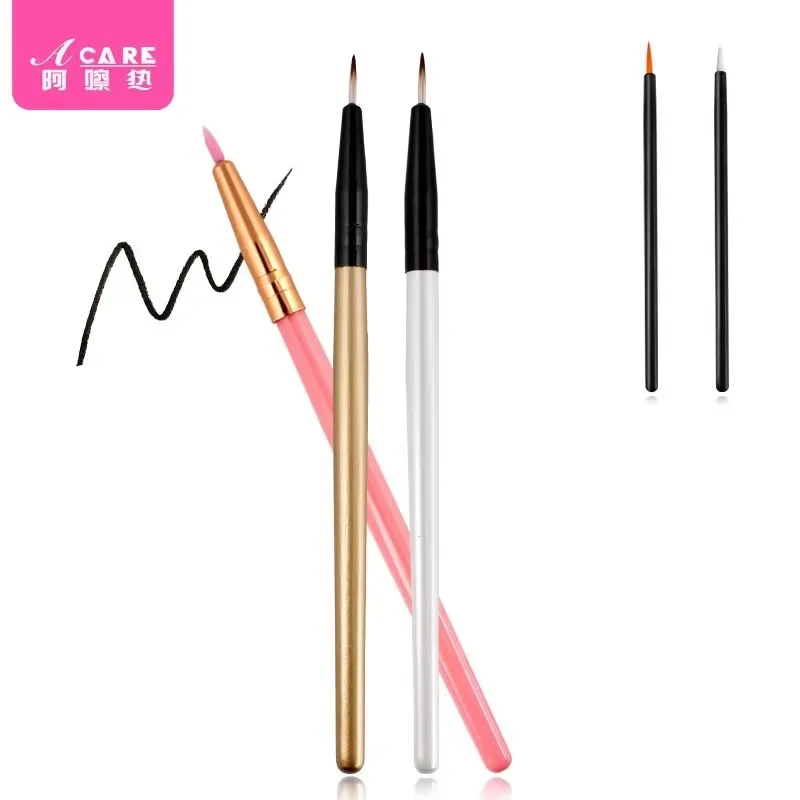 アイライナーブラシ A1P49 - 使いやすく、持ち運びに便利、まつげ、メイクアップ、小さなブラシ、フックペン、斜め平頭ブラシ