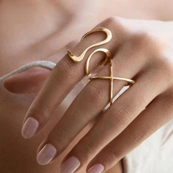 Anillo abierto en forma de línea lisa minimalista de acero inoxidable para mujer, luz acogedora, abalorio Chapado en PVD de 18K, joyería impermeable para mujer