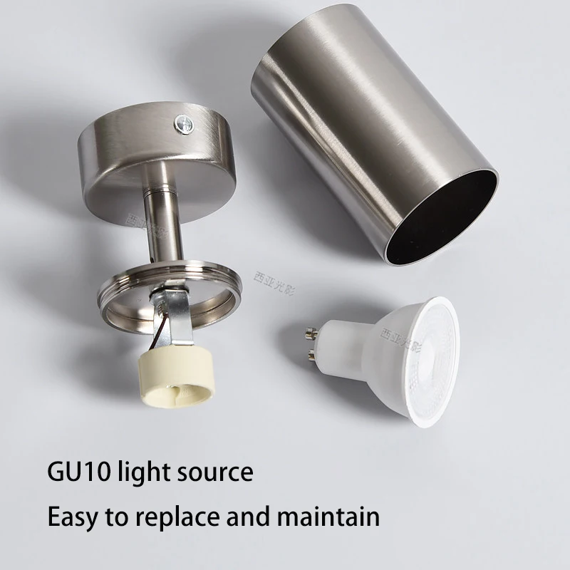 Led Spotlights GU10 Bulb Replaceable Light Source Spot Vintage Bauhaus Type Ceiling Lamp Sand Nickel Silver Color Surface Lights