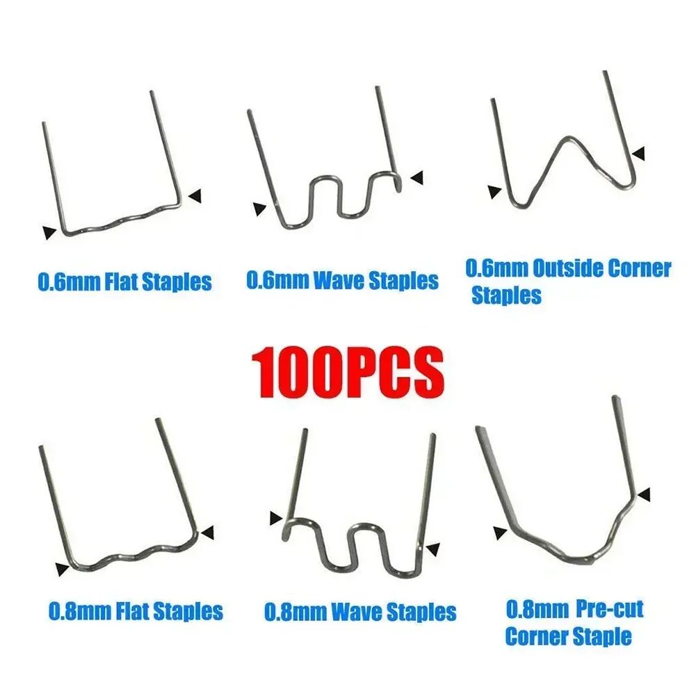 100 PZ 0.6/0.8mm Cucitrice A Caldo Graffette Chiodo di Saldatura Per Auto Paraurti Graffette Saldatore di Plastica Kit di Riparazione di Saldatura