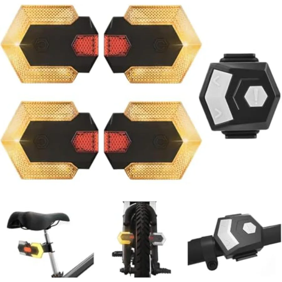 

4 Pcs Bike Tail Light with Turn Signals USB Rechargeable Bike Turn Signals Front and Rear Bright LED Safety Warning Wireless Re