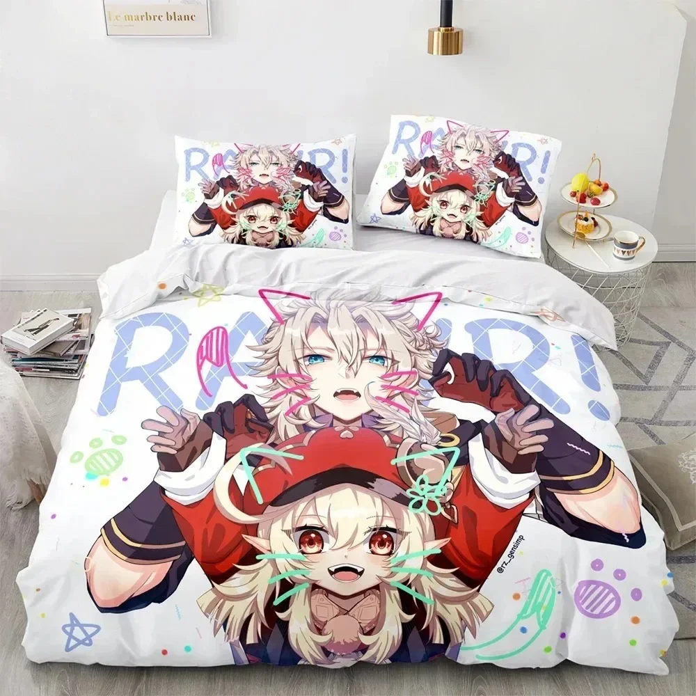 3D Print Genshin Impact Anime Game Bedding Set Double Twin King Duvet Cover Comforter Pillowcase Boys Girls Adults Bedroom