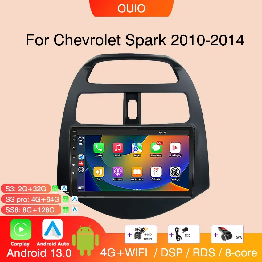 Android 13 radio For Chevrolet Spark Beat Matiz Creative 2010-2014 Car stereo Multimedia Player Carplay Auto GPS Navigation