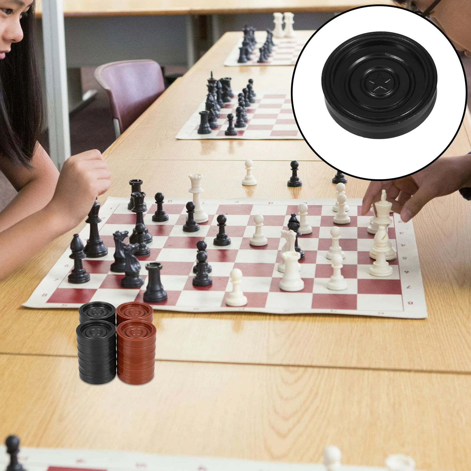 

24pcs Checker Pieces Plastic Backgammon Game Accessories Round Checkers For Board Game Chess Replacement Travel Home