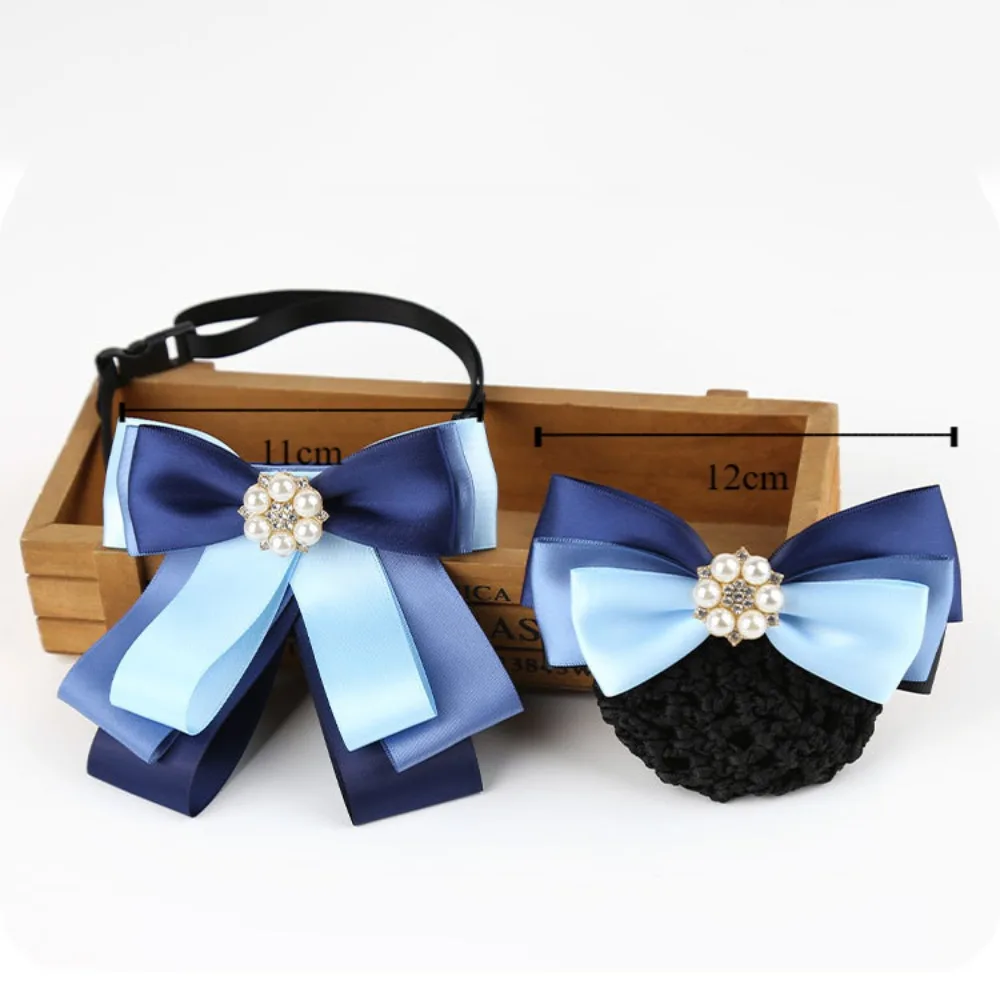 달콤한 항공 승무원 넥타이 한국 모자 선원 복장 나비 넥타이 활 헤어 네트 커버 간호사 헤어 클립 셔츠 액세서리