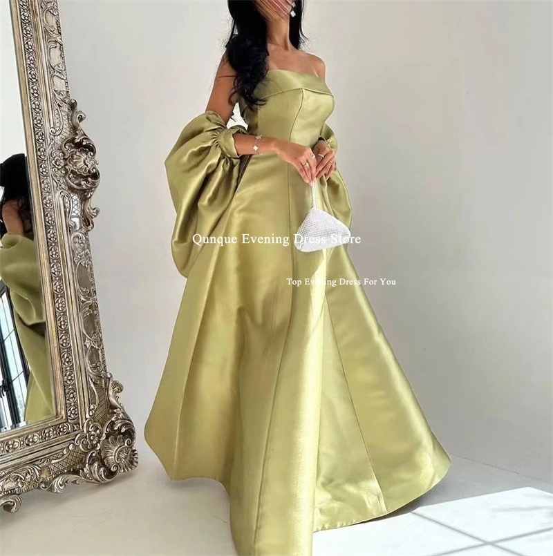 Qunque Saudi Arabia Prom Dresses A-line Evening Dresses Puff Cape Sleeves Formal Party Gowns Vestidos De Graduación Customized