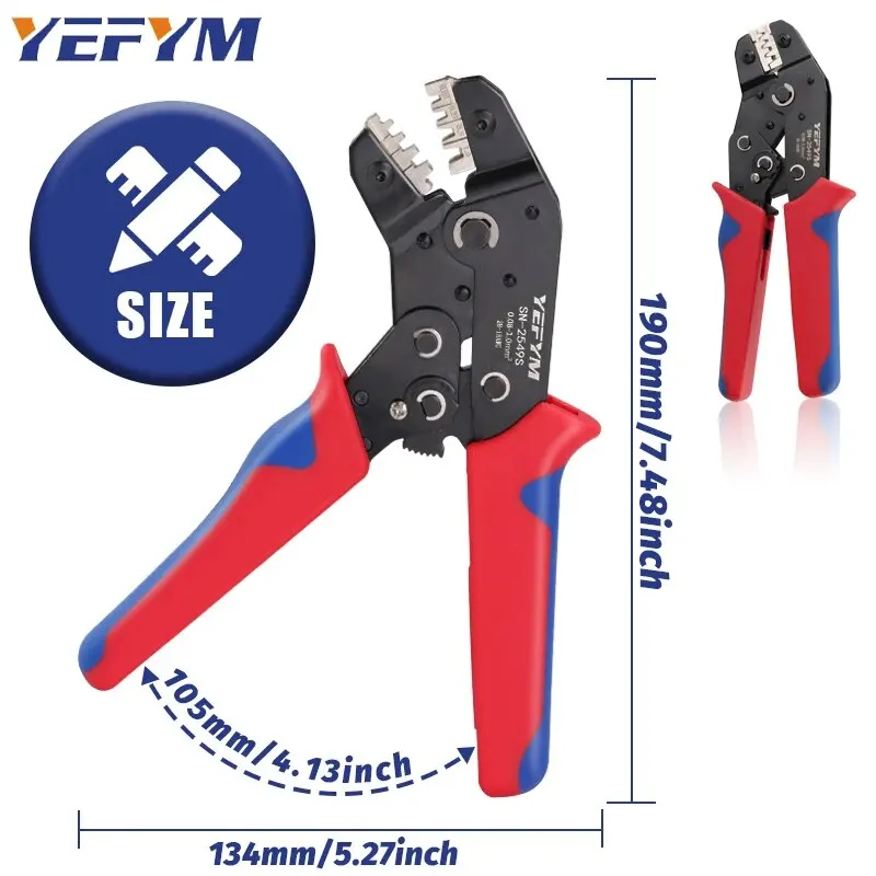 SN-2549S Crimping Tools For PH2.0/XH2.54/2.8/3.0/3.96/KF2510/JST Terminal 0.08-1.0mm²/AWG28-18 Wire Ratcheting Pliers