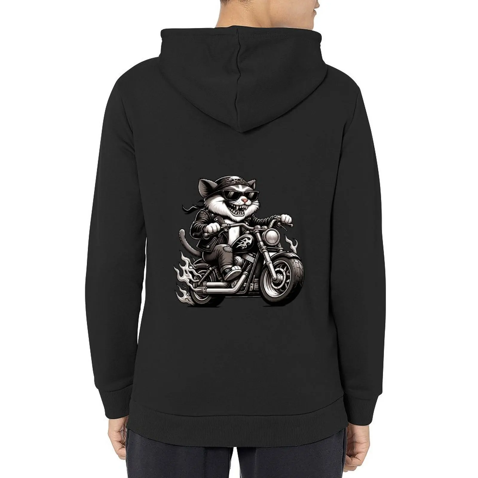 

Biker Cat Hoodie hooded shirt fashion men men's clothes men's clothing hoodie man