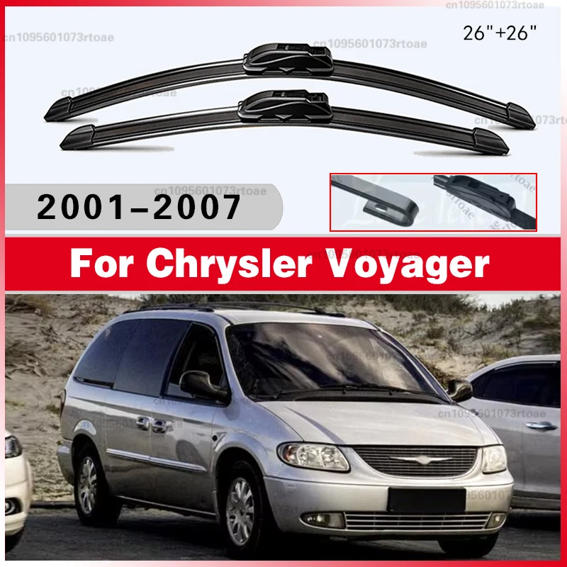 Limpiaparabrisas de Goma para Autos, Accesorios para Limpiaparabrisas, Escobillas para Chrysler Voyager 2001-2007 26"+26"