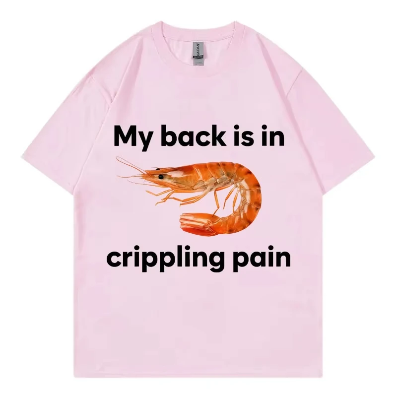 مضحك بلدي الظهر في Crippling الألم الروبيان ميمي تي شيرت جودة عالية موضة تي شيرت الرجال النساء تي شيرت غير رسمي