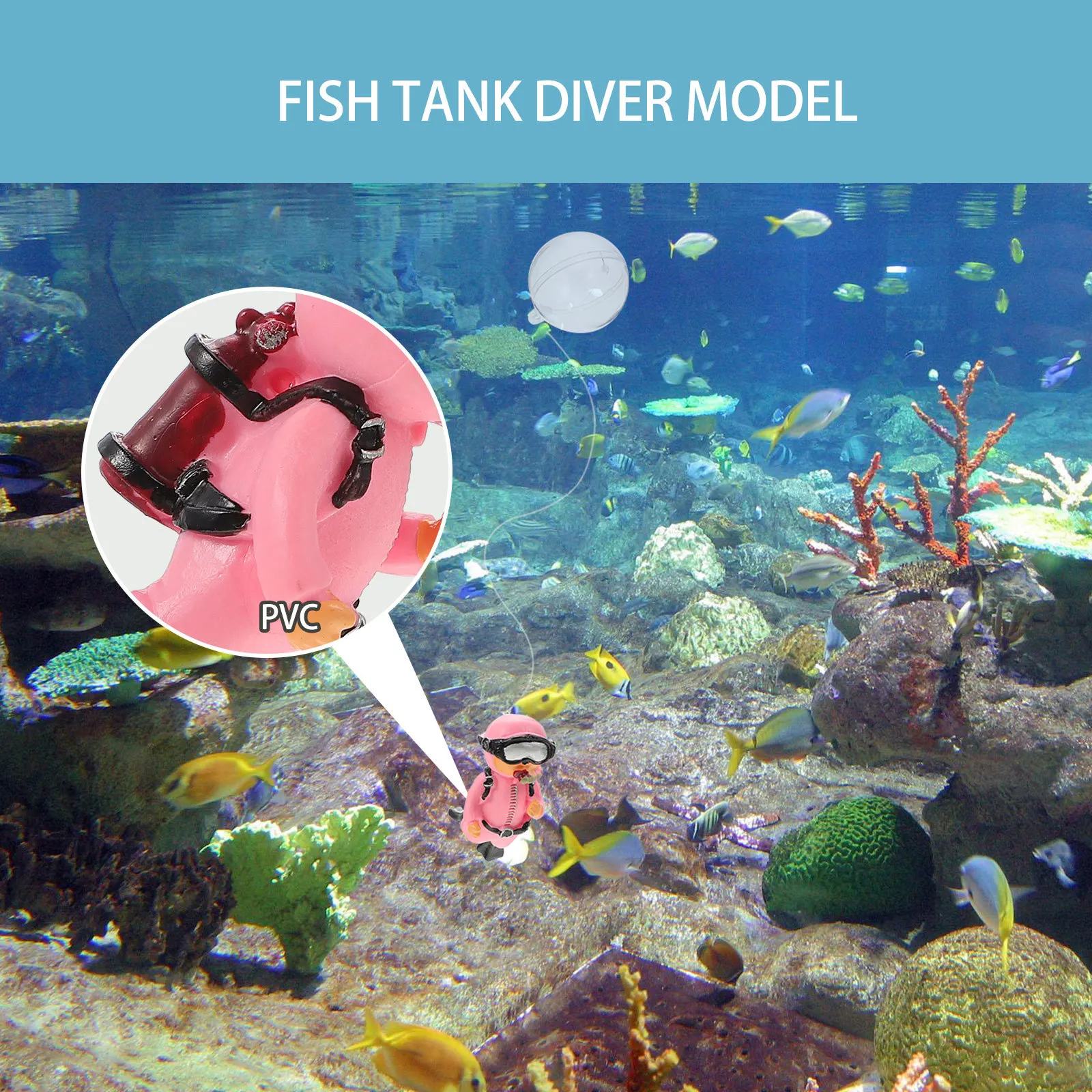 

Fish Tank Diver Decor Floating Ornament Realistic Simulation Lightweight PVC Material Aquarium Decoration Fish Tank Landscape