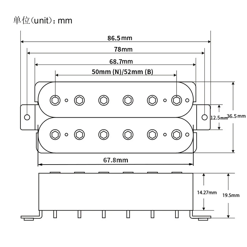 FLEOR-Pastilla Humbucker de guitarra eléctrica de cerámica, pastilla de doble bobina, posición de cuello o puente