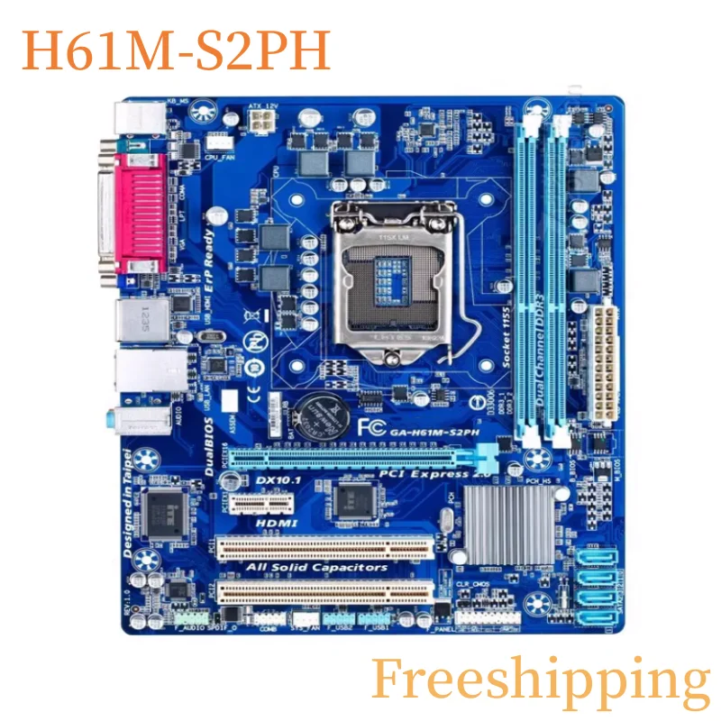 

For Gigabyte H61M-S2PH Motherboard LGA1155 DDR3 Mainboard 100% Tested Fully Work