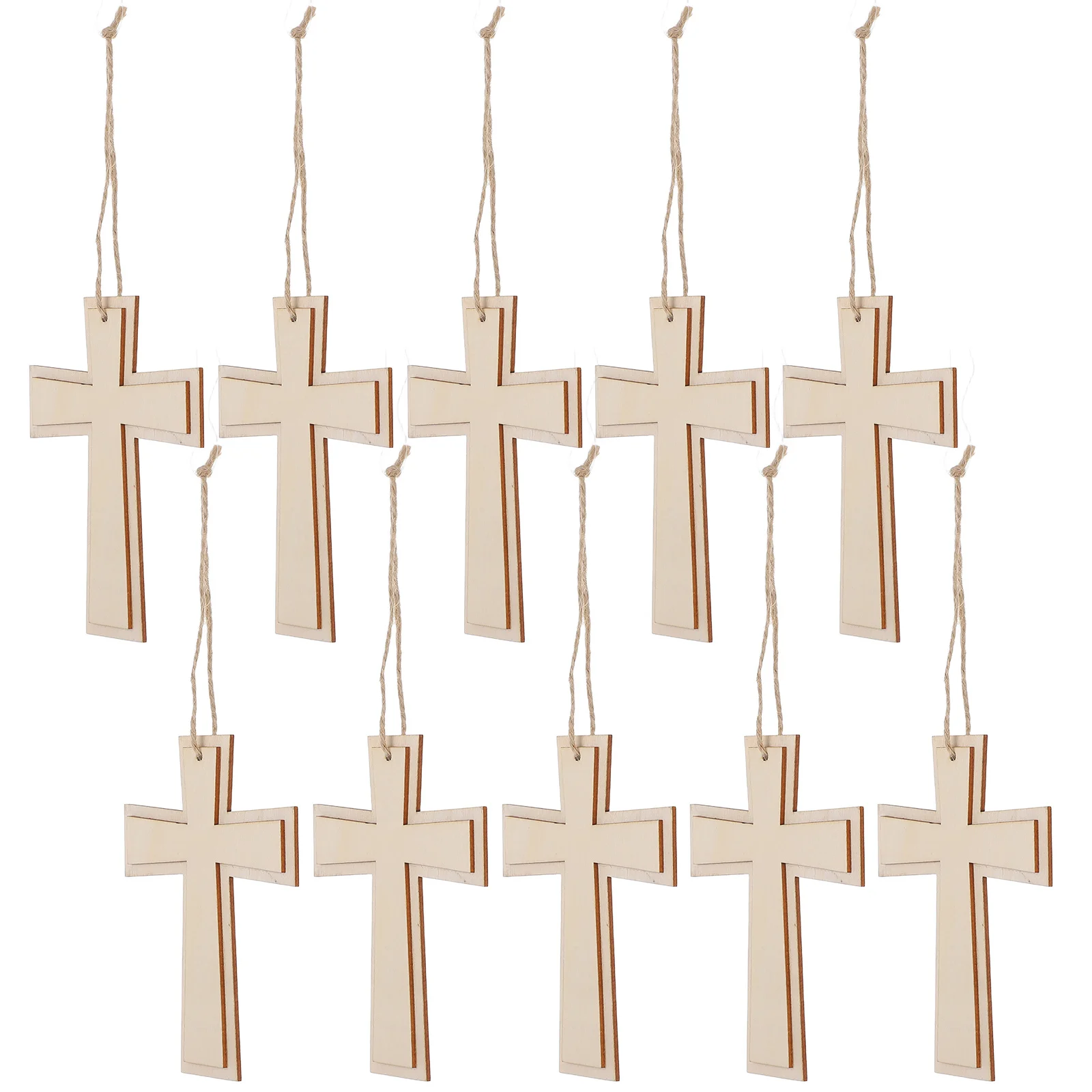 

10Pcs Wooden Crosses DIY Crafts Unfinished Rustic Style Cross Shaped Cutouts for Church Home Hanging Wall Decor