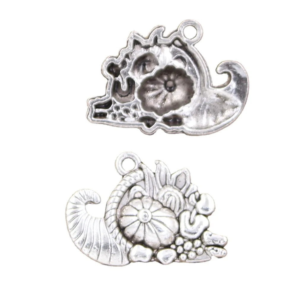 6pcs Charms Cornucopia Thanksgiving 28x20mm Antique Making Pendant fit,Vintage Tibetan Silver color,DIY Handmade Jewelry