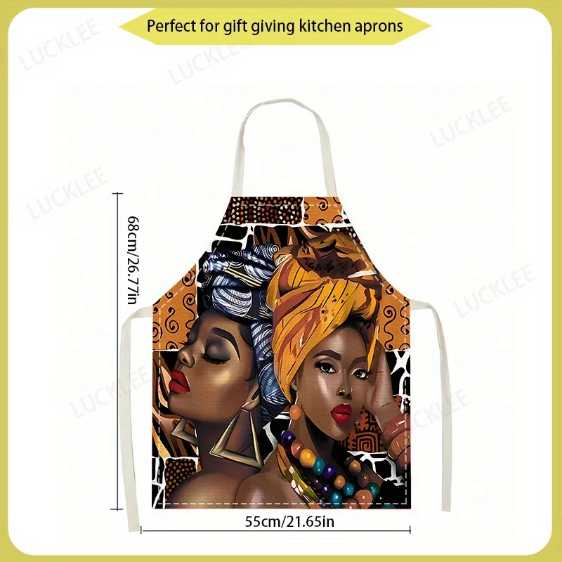 1pc of African Queen Printed Sleeveless Linen Apron, Suitable for Home Baking And Cooking, Easy to Clean And Store.