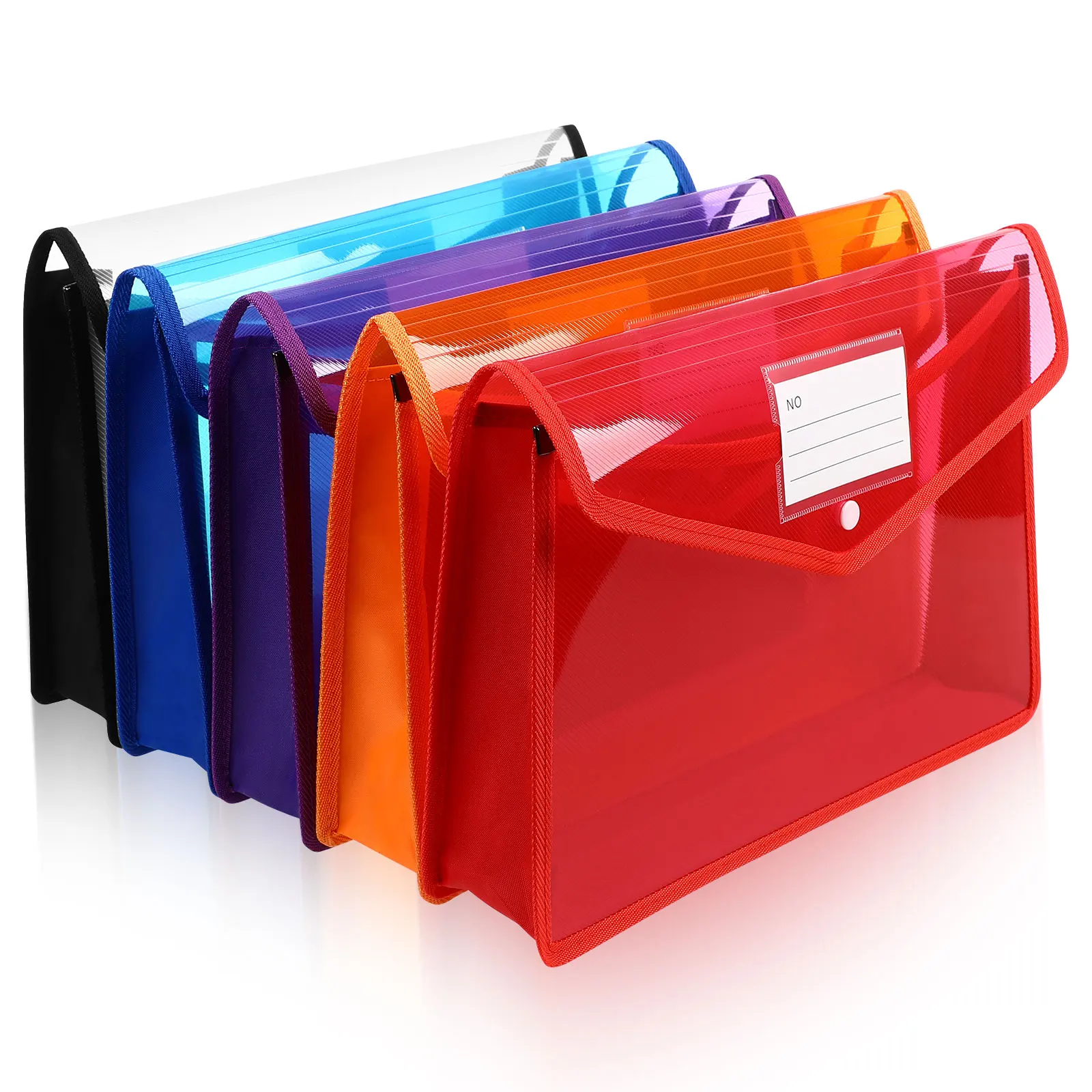 

5 Pcs Thick Transparent PP Button Buckle A4 Plastic Folder File Envelope Label Pocket Snap Closure Clear Bag Holder Document
