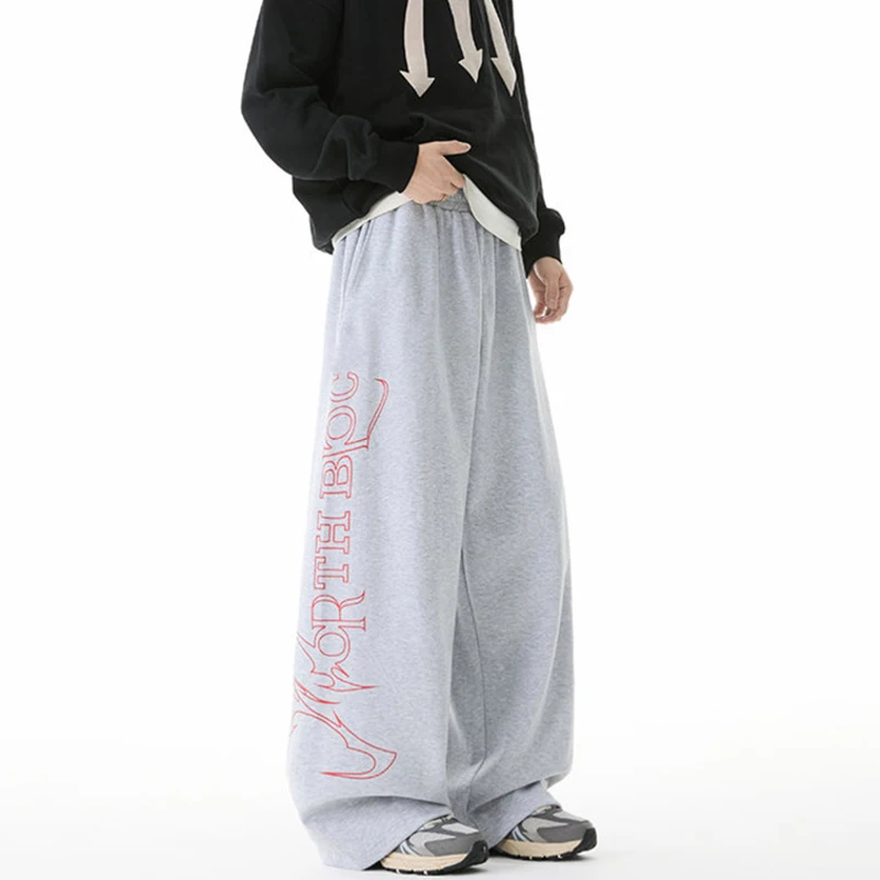 LUZHEN التطريز إلكتروني نمط فضفاض مستقيم الرياضة Sweatpants الرجال 2025 جديد جودة عالية مرونة الخصر سراويل تقليدية JY4437
