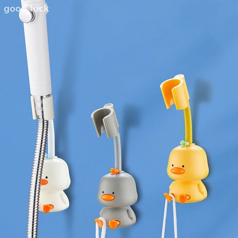 1PCS Dusche Halterung Dusche Stehen Kein Stanzen 360 Grad Einstellbar Badezimmer Düse Festen Basis Tier Cartoon Dusche Lagerung rack