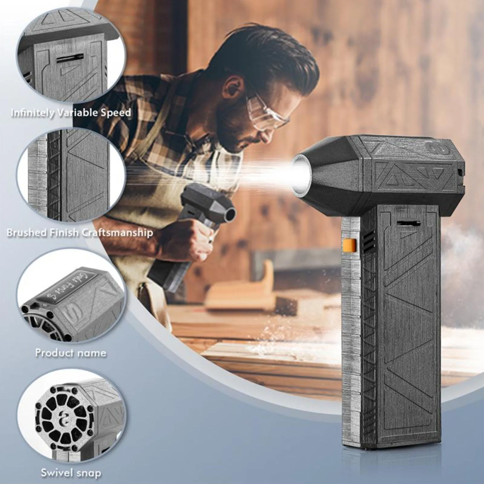 

Dry Blower 3 Wind Speed Super Blower Brushless Motor Cordless Strong and Stable Power for Car Cleaning