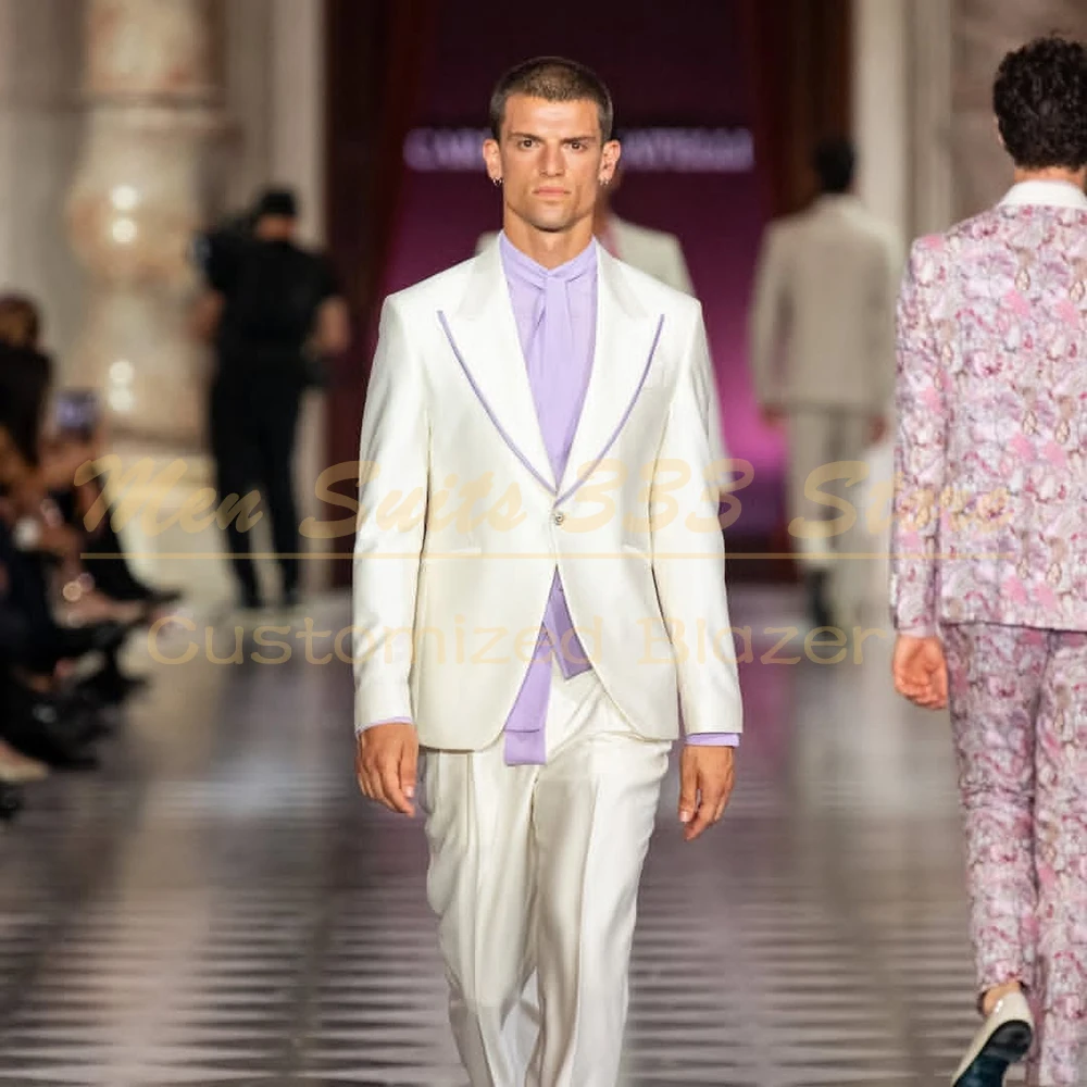 

Мужские костюмы на одной пуговице для джентльменов, роскошные облегающие костюмы из двух предметов, куртка и брюки, одежда высокого качества, мужской костюм на заказ Homme