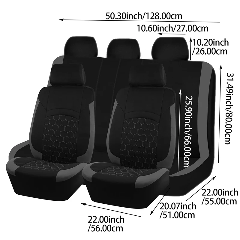 Uniwersalne pokrowce na fotele samochodowe pasujące do większości samochodów Suv Truck Van Sports Polygon Haftowane pokrowce na fotele samochodowe na tylne siedzenie mogą się dzielić — zdjęcie 6