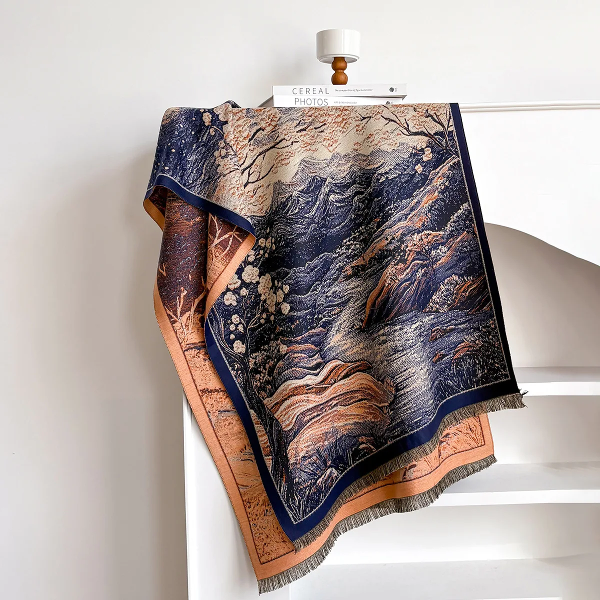 

Женский зимний двусторонний жаккардовый шарф из искусственного кашемира, толстая шаль премиум-качества, женский модный аксессуар