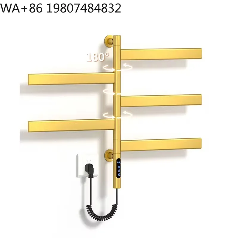 Black White SUS304 Stainless Steel Smart Digital Temp Display Constant Warm Towel Shelf Wall Mount Timing Drying Hotel Bathroom